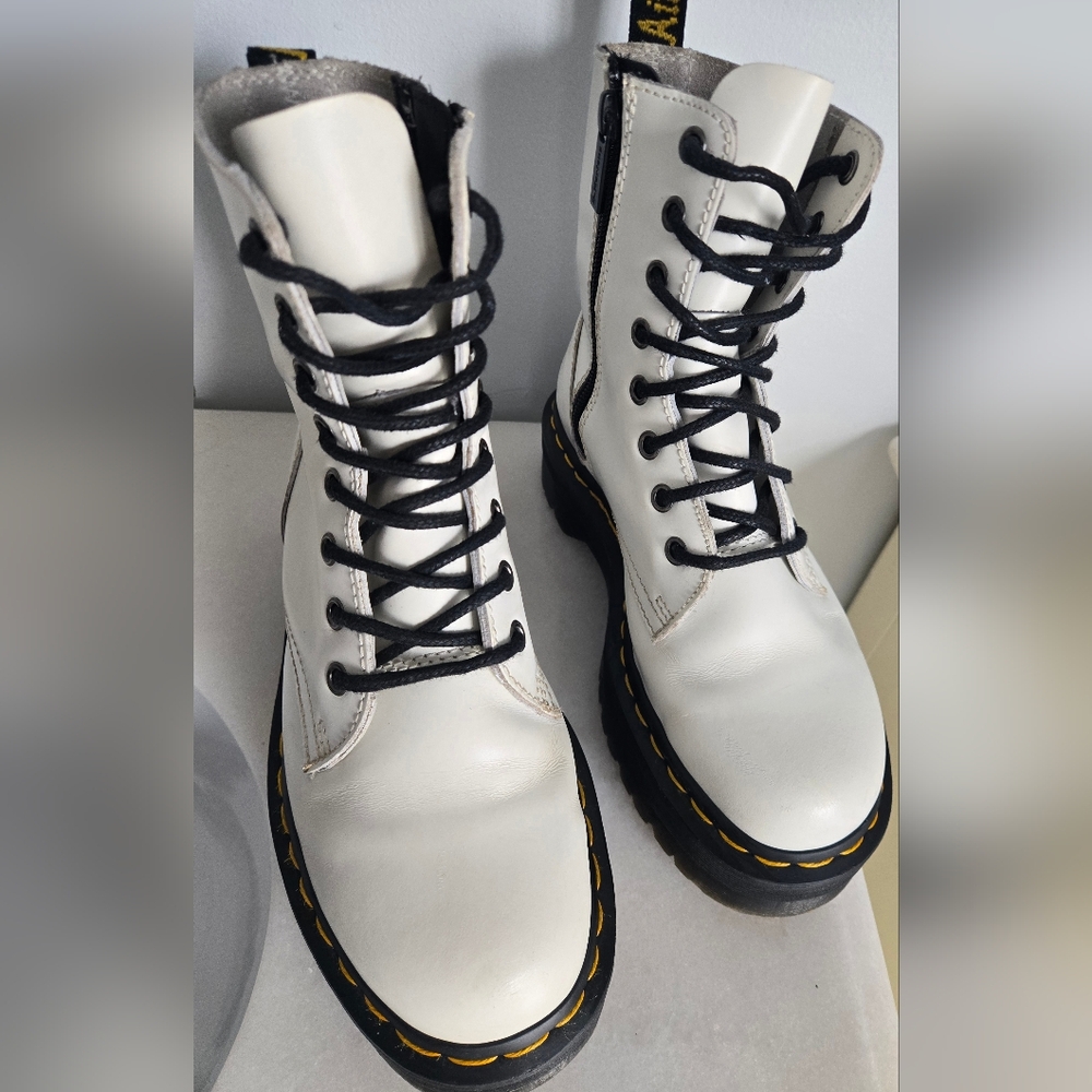 Dr. Martens White Leather Women's Platform Boots
